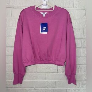 NWT JOYLAB Women's Fleece Cropped Crewneck Pullover Sweatshirt Heathered Sz XS ✨